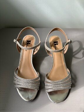 Browns Silver Sparkle Kitten Heels